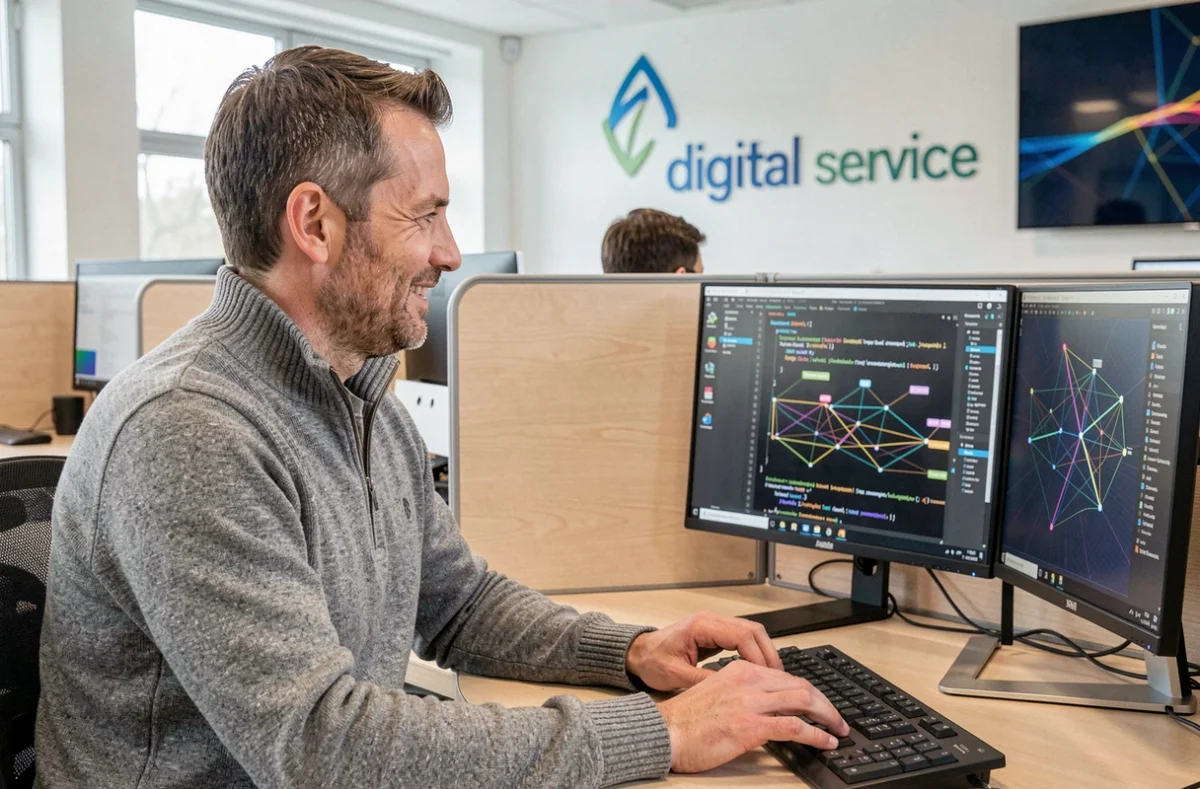 Ingénieur logiciel d'Apside collaborant sur des architectures de sécurité réseau dans un open space ESN du Grand Est
