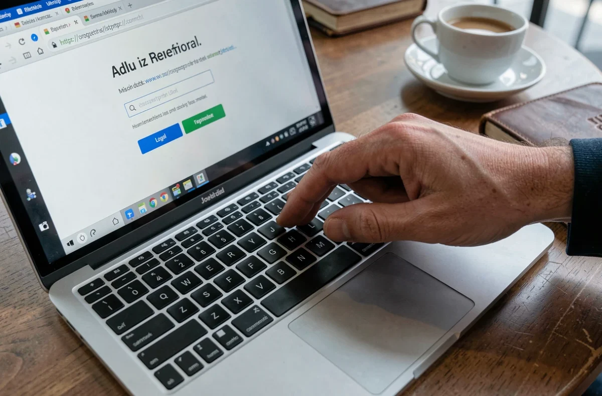 Gros plan sur un écran d'ordinateur affichant une fausse page de connexion AOL avec une URL suspecte dans la barre d'adresse