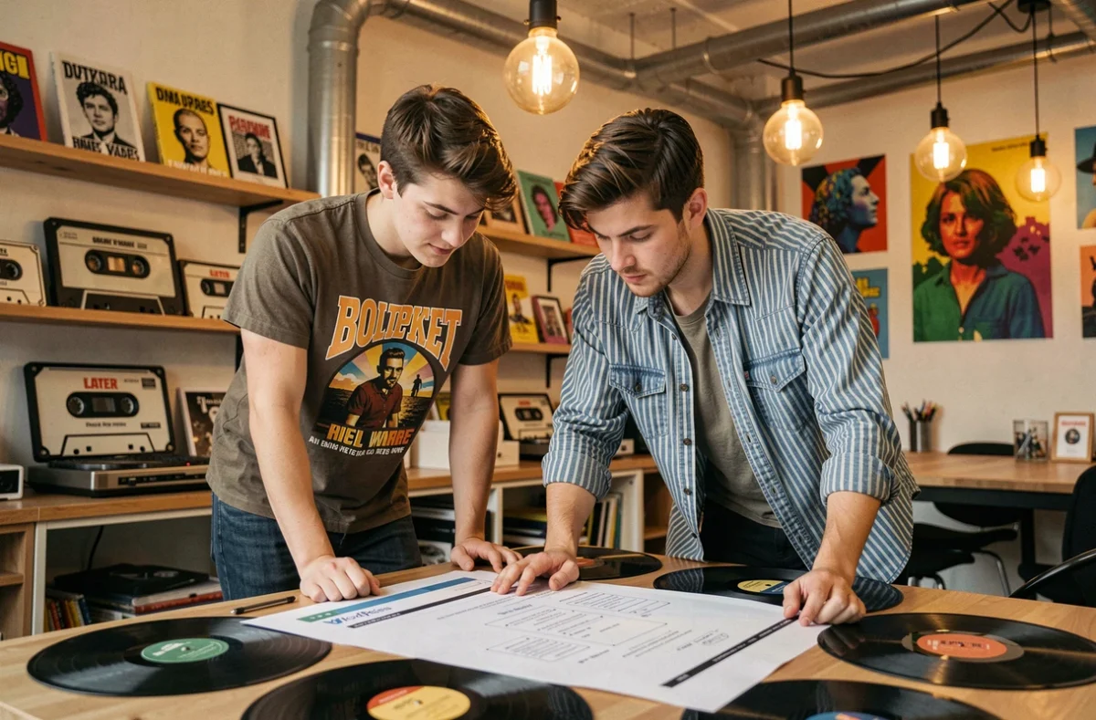 Équipe de Studio Cassette travaillant sur un projet WordPress dans un studio au style rétro et créatif