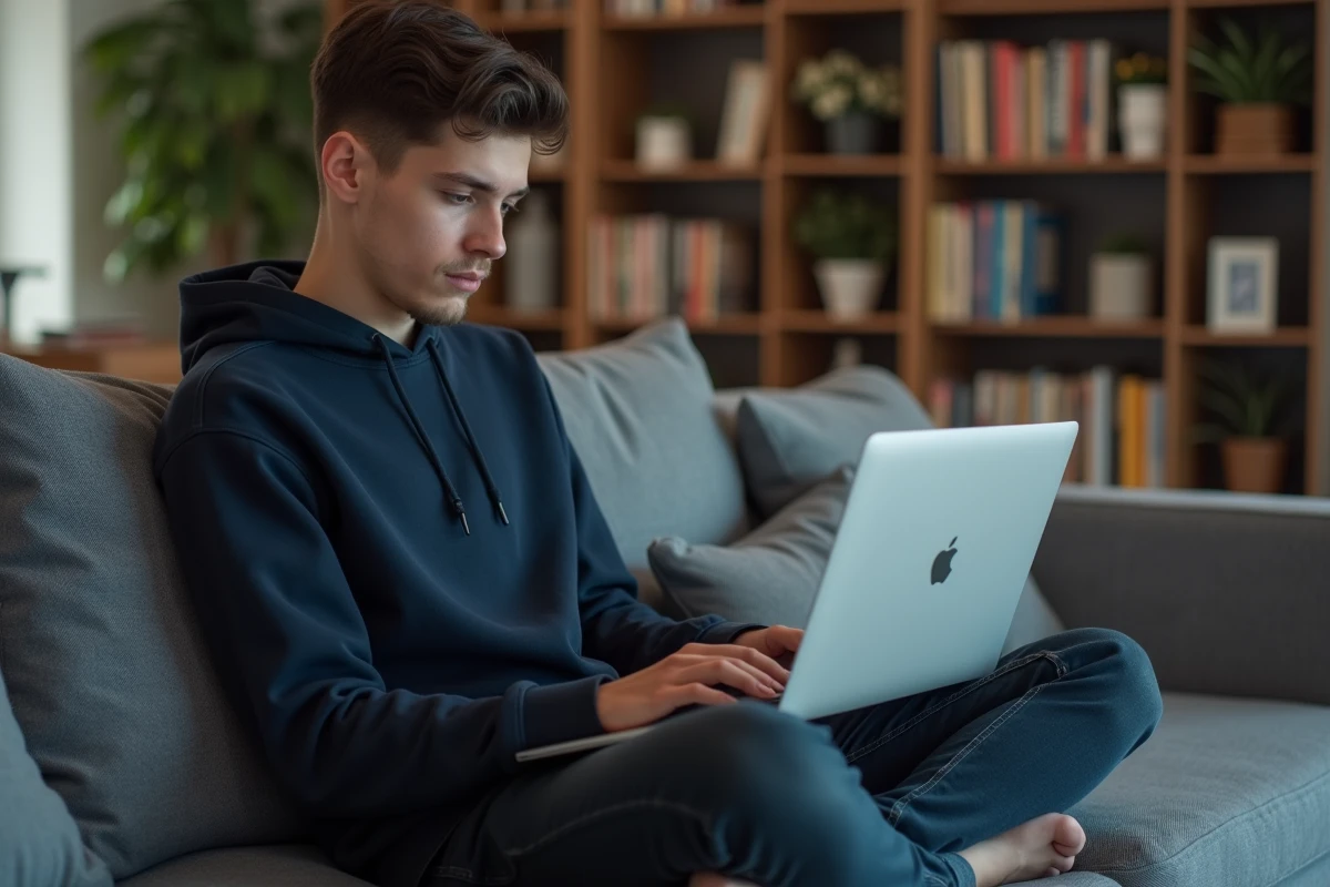 Jeune personne consultant la liste des mots de passe enregistrés dans le trousseau Safari sur MacBook Air